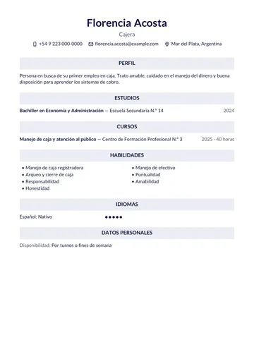 Ejemplo de CV con el diseño Franja