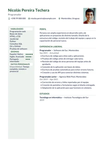 Ejemplo de CV con el diseño Columna